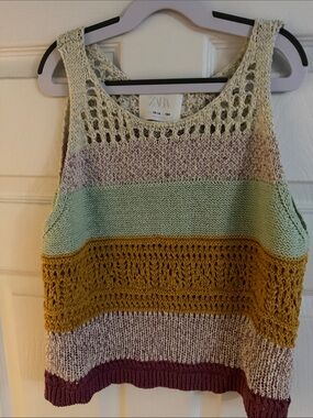 Zara Striped Crochet Tank Top - Mint, Mustard, Plum